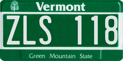 VT license plate ZLS118