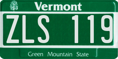 VT license plate ZLS119