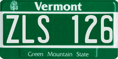 VT license plate ZLS126