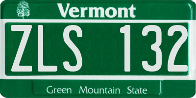 VT license plate ZLS132