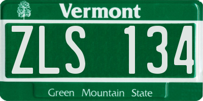 VT license plate ZLS134