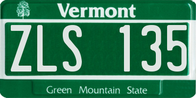VT license plate ZLS135