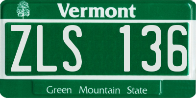 VT license plate ZLS136