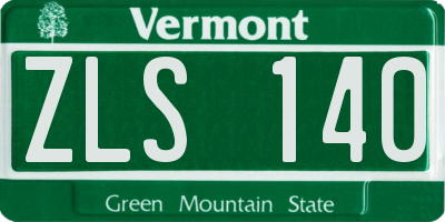 VT license plate ZLS140