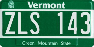 VT license plate ZLS143