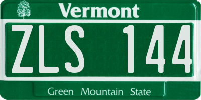 VT license plate ZLS144
