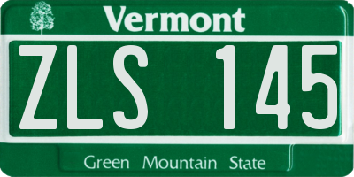 VT license plate ZLS145