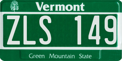 VT license plate ZLS149