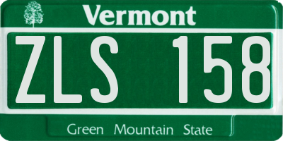 VT license plate ZLS158