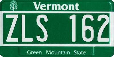 VT license plate ZLS162