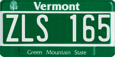 VT license plate ZLS165