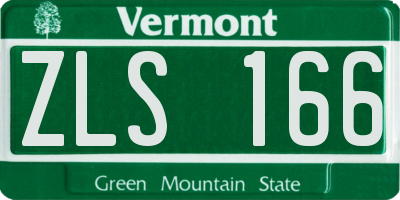VT license plate ZLS166