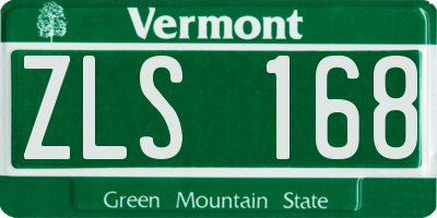 VT license plate ZLS168