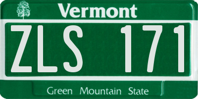 VT license plate ZLS171