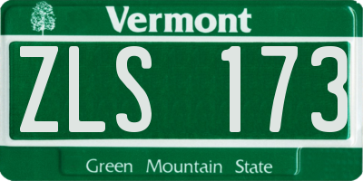 VT license plate ZLS173