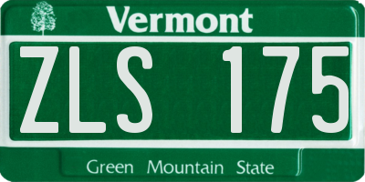 VT license plate ZLS175