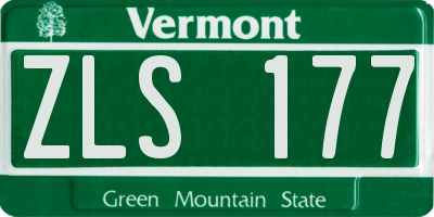 VT license plate ZLS177
