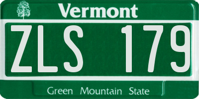 VT license plate ZLS179