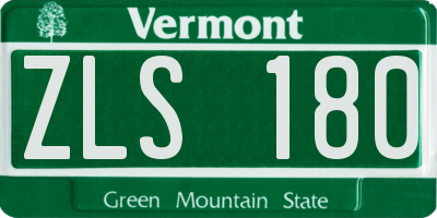 VT license plate ZLS180
