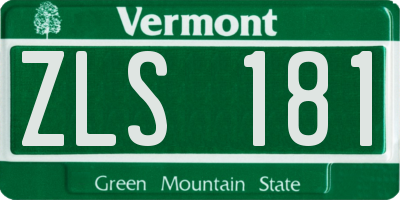 VT license plate ZLS181