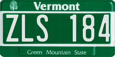 VT license plate ZLS184
