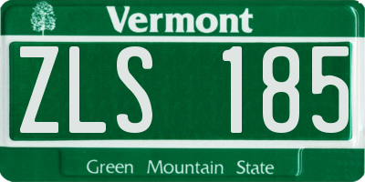 VT license plate ZLS185