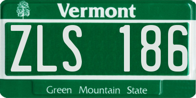 VT license plate ZLS186