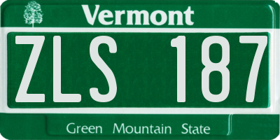 VT license plate ZLS187