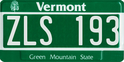 VT license plate ZLS193