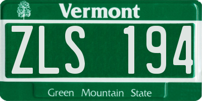 VT license plate ZLS194