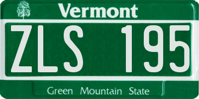 VT license plate ZLS195