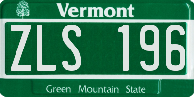 VT license plate ZLS196