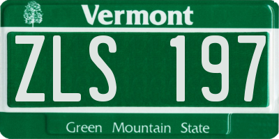 VT license plate ZLS197