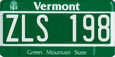 VT license plate ZLS198
