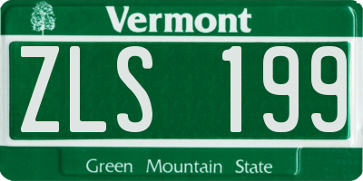 VT license plate ZLS199