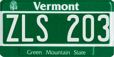 VT license plate ZLS203