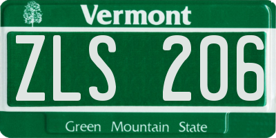 VT license plate ZLS206