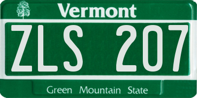 VT license plate ZLS207