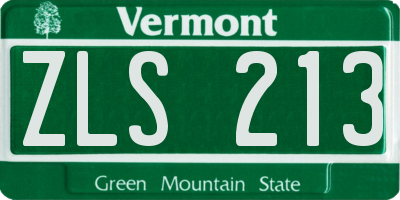 VT license plate ZLS213