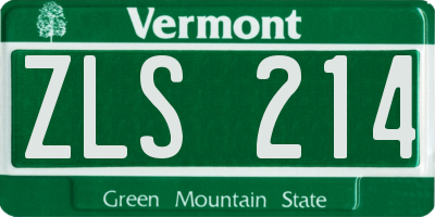 VT license plate ZLS214