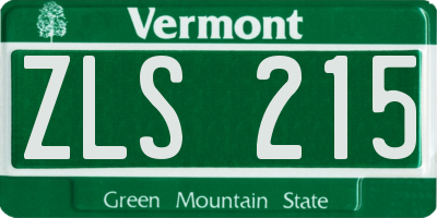VT license plate ZLS215