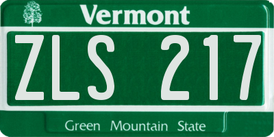 VT license plate ZLS217