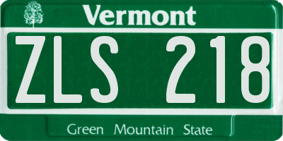 VT license plate ZLS218