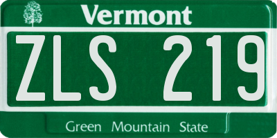 VT license plate ZLS219