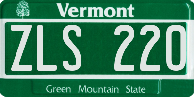 VT license plate ZLS220