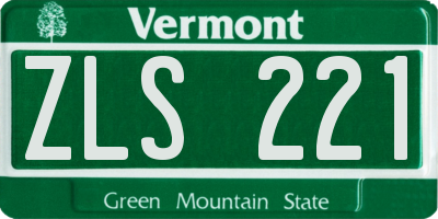 VT license plate ZLS221