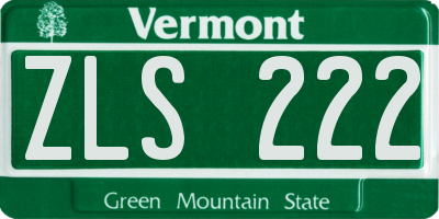 VT license plate ZLS222