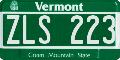 VT license plate ZLS223