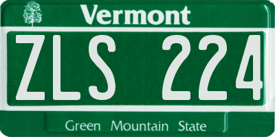 VT license plate ZLS224