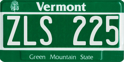VT license plate ZLS225